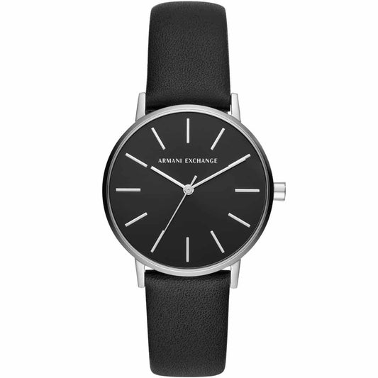 ⭐ Armani Exchange Classic Black Leather Analog Watch